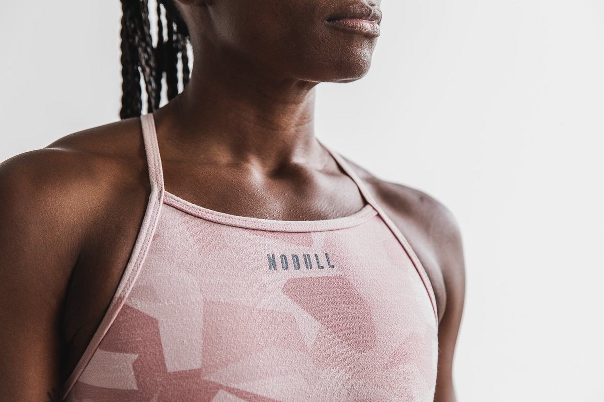 Nobull High-Neck Melange Women's Sports Bras Rose Camo | Australia (KW9046)